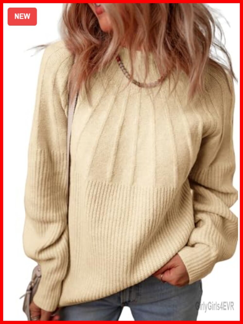 Oversized Turtleneck Sweater Long Sleeve Mock Neck Knit Pullover
